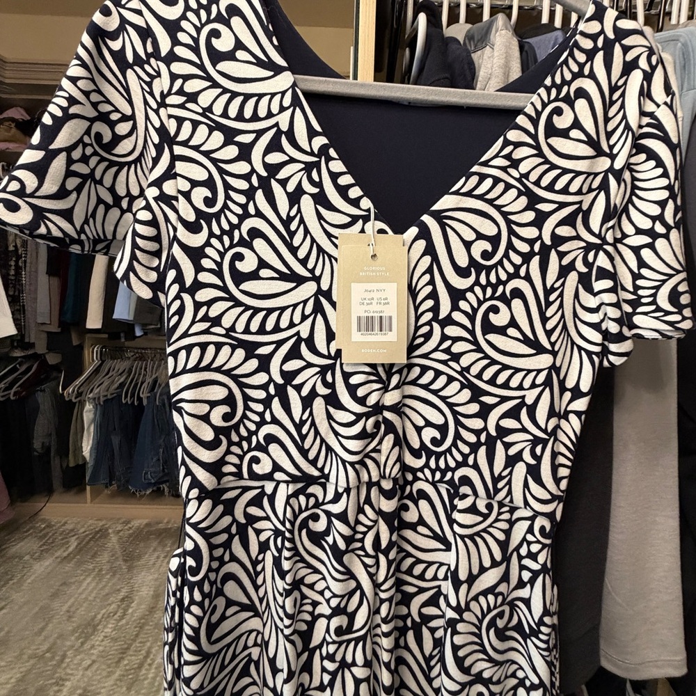 NWT BODEN Navy and White Patterned Jumpsuit